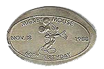 DW0007n MICKEY MOUSE, NOV. 18, 1988, 60TH BIRTHDAY elongated NICKEL