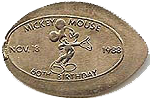 DW0007q MICKEY MOUSE, NOV. 18, 1988, 60TH BIRTHDAY elongated QUARTER