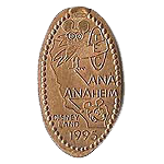 TEC ANA ANAHEIM DISNEYLAND 1995, outline of Mickey, large nose Pressed Coin Picture