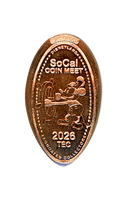 DT0041 elongated coin image, "DT0041 TEC SoCal COIN MEET 2026" Steamboat Willy Attendee Coin .