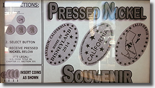 Penny Machine Sign: DW0038, DW0039, and DW0040 elongated coins