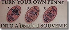 1966, 1990, and 2003 penny press machine marquee, Disneyland Magical Milestones
