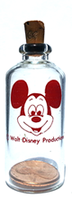 Red Tall Mickey Penny in a Bottle