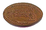 Picture of early Disneyland souvenir no-turtle Critter Country pressed pennies - elongated coins.