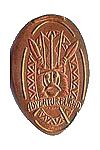 Picture of Disneyland Tiki Mask Pressed penny or pennies, elongated coins.