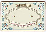 Disneyland Main Steet Union Bank of California FREE hand crank penny press card, obverse