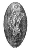 DL0268r Type I Ezra Dobbins smashed quarter reverse or elongated Disney coin image.