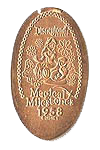DL0302 RETIRED Alice In Wonderland 1958 Magical Milestones pressed penny elongated coin image.