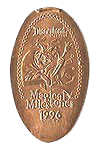 DL0304 RETIRED Festival of Fools 1996 Magical Milestones pressed penny elongated coin image.
