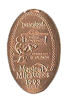 DL0307 RETIRED Mickey’s Toontown 1993 Magical Milestones pressed penny elongated coin image.