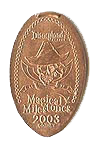 DL0325 RETIRED The Curse of the Black Pearl 2003 Magical Milestones pressed penny elongated coin image. 
