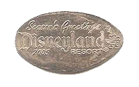 DL0340r SEASON’S GREETINGS, DISNEYLAND ® 2005 smashed nickel stampback.