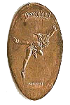 DL0355 RETIRED Peter Pan flying pressed penny elongated coin image.