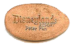 DL0355r DISNEYLAND  ®  RESORT, PETER PAN pressed penny backstamp.