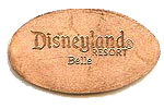 DL0356r DISNEYLAND  ®  RESORT, BELLE pressed penny backstamp DISNEYLAND  ®  RESORT, BELLE backstamp.