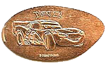 DL0381 Moved to DCA #CA0065 Lightning McQueen Souvenir pressed penny souvenir coin image.