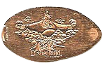 DL0390 Retired Genie from Aladdin Poof pressed penny souvenir coin image.