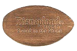 DL0397r Retired DISNEYLAND ® RESORT, SWORD IN THE STONE pressed penny backstamp.
