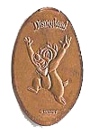 DL0414 Dale, jumping smashed penny or elongated coin image.