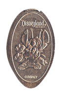 DL0451 Retired Stitch with three Blasters smashed quarter or elongated coin image. 