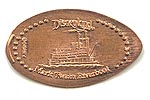 DL0482 Mark Twain Riverboat pressed penny.