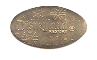 DL0486r DISNEYLAND ® RESORT with falling snowflakes Souvenir pressed nickel reverse.