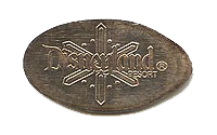 DL0517r DISNEYLAND  ®  RESORT with a large snowflake background souvenir pressed nickel reverse.