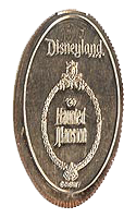 DL0526 Haunted Mansion Logo pressed quarter or elongated coin image. 