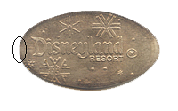 DL0534r DISNEYLAND  ®  RESORT with falling snowflakes Souvenir pressed nickel reverse.