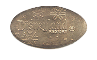 DL0565r DISNEYLAND  ®  RESORT with falling snowflakes Souvenir pressed nickel reverse.