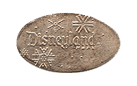 DL0586r DISNEYLAND  ®  RESORT with falling snowflakes Souvenir pressed nickel reverse.