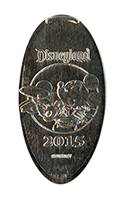 DL0595 Retired 2015 Mickey Kissing Minnie pressed nickel elongated coin image. 