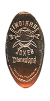 DL0650 Indiana Jones Disneyland Park vertical elongated pressed coin image.   