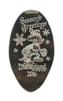 DL0663 SEASON'S GREETINGS Disneyland 2016 souvenir pressed nickel coin image.