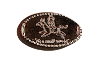 DL0746 Vending Style Machine "IT’s A SMALL WORLD"  Cowboy horizontal elongated coin image. 