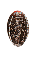 DL0766 Vending Style Penny Press Machine Disney 100 Years of Wonder Featuring Tim Burton's The Nightmare Before Christmas Jack Skellington vertical elongated coin image. 