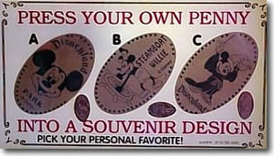 Marquee or pressed penny sign for the Mickey pressed penny set