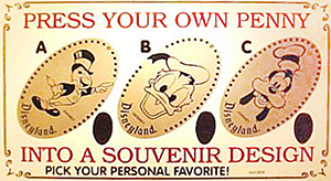 Later marquee / order of the DL0061-63 Jiminy, Donald and Goofy Pressed Coins. 