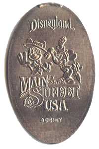 DL0251 The first Disney elongated coin with a backstamp First Version of  Main Street USA. Small Grip.