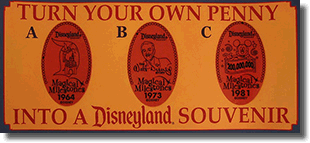 One of the Magical Milestones 1964, 1973, and 1981 Pressed Penny Marquees.