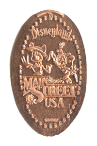DL0506 Main Street USA pressed penny with Mickey and Minnie Mouse coin #7