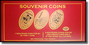 Splash Mountain Penny Press Machine Marquee 8-30-2011 DL0509-511 pressed penny set.