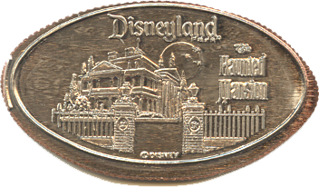 The Haunted Mansion building etched on a United States quarter dollar. The DL0527 pressed coin.