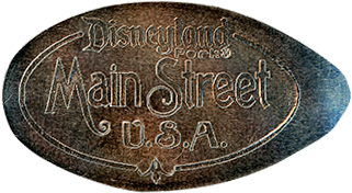 Main Street USA pressed nickel stampback. Used over multiple years.