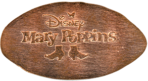 Mary Poppins pressed coin reverse with shoes. Disneyland 4-08-2019
