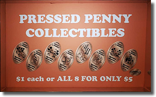 DL0768-775 Mickey and Minnie's Runaway Railway themed pressed penny set marquee.