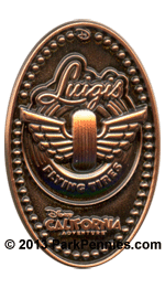 Luigi's Flying Tires pressed penny pin
