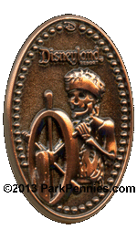 Pirate bones at the helm pressed penny pin