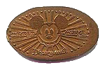 Picture of Disneyland souvenir Flat Ear Mickey Rays pressed pennies - elongated coins.