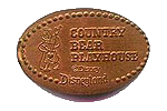 Picture of Disneyland Country Bear Playhouse souvenir pressed pennies - elongated coins.